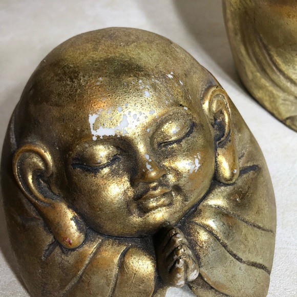 Rare BUDDAH UNIVERSAL 8" Approx GOLD FINISH PLASTER STATUARY Chest 2 PIECE - Picture 7 of 16